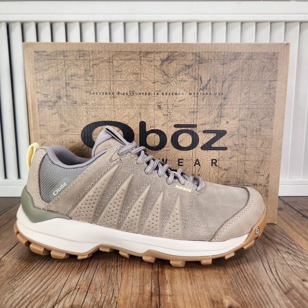 Oboz Sypes Low Leather B-Dry Waterproof Womens Sz 6 Beige Hiking Shoes 76102 NEW